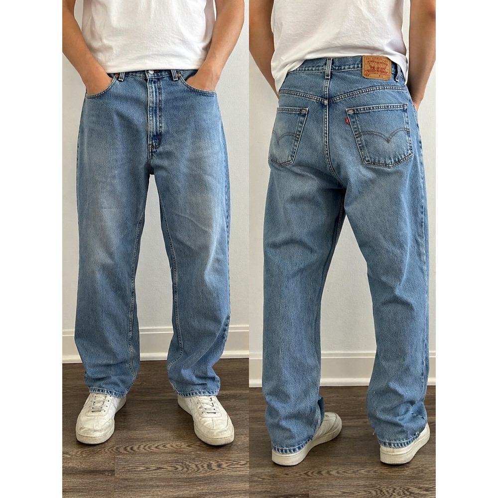 Levi's 550 Jeans Mens 38x30 Relaxed Fit Light Wash Vintage Denim USA